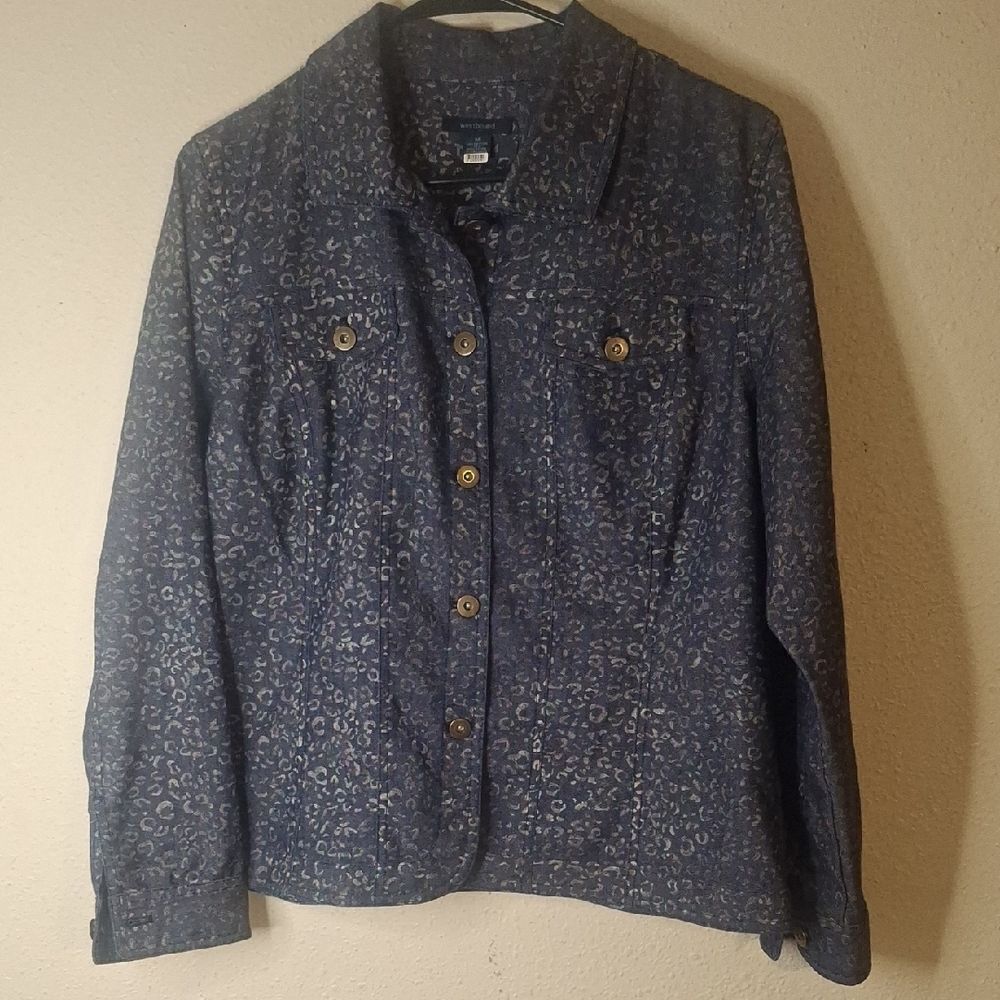 Westbound Stylish Blue Leopard Print Women's Jacket size medium